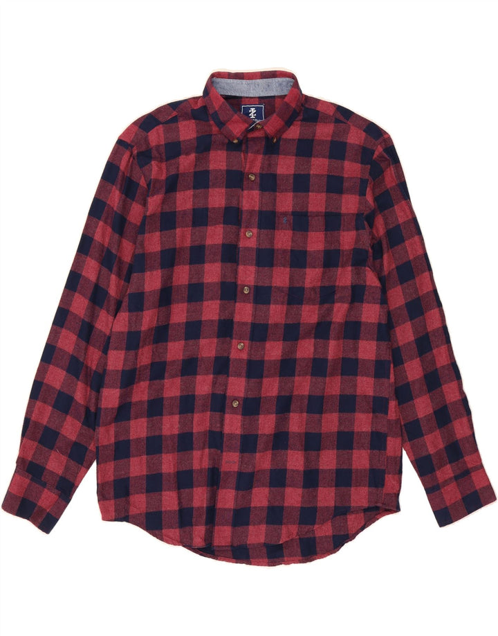 IZOD Mens Flannel Shirt Medium Navy Blue Gingham Vintage Izod and Second-Hand Izod from Messina Hembry 