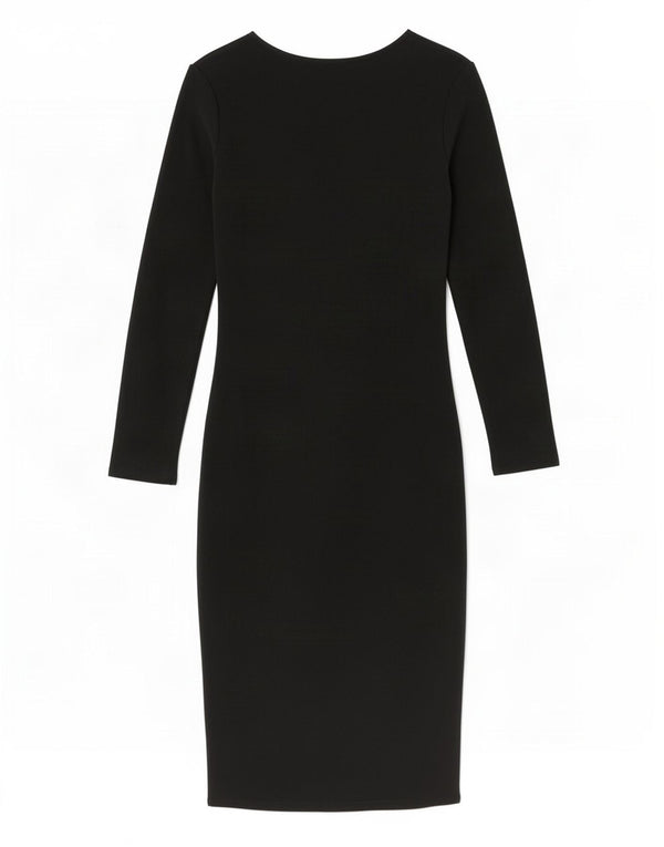 Zara Damen Langarm-Bodycon-Kleid UK 14 Large Schwarz Polyester