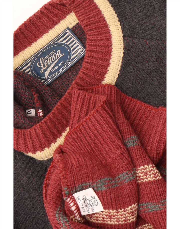 Lemon Herren-Pullover mit Rundhalsausschnitt, XL, mehrfarbige Fair-Isle-Wolle