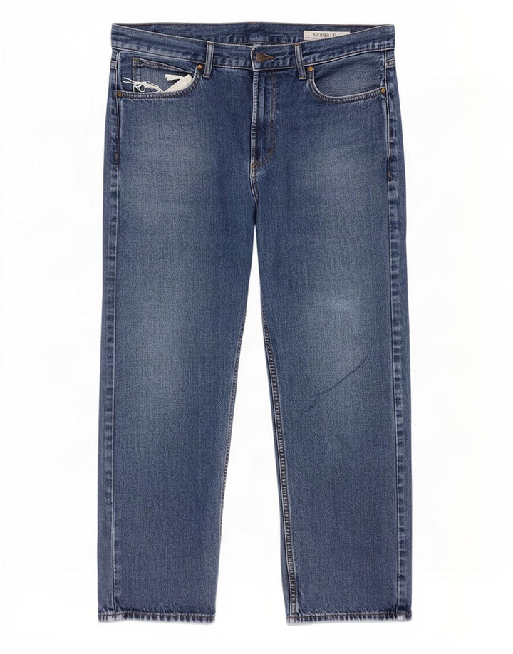 Marks & Spencer Herren Straight Jeans W36 L29 Blaue Baumwolle