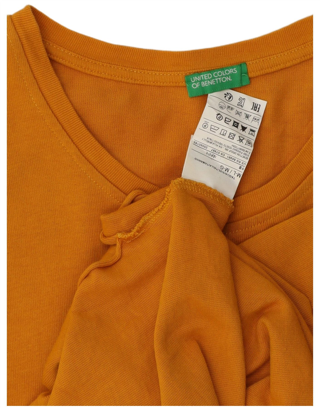Benetton Damen Tunika-Oberteil UK 14 Mittelgelbe Baumwolle