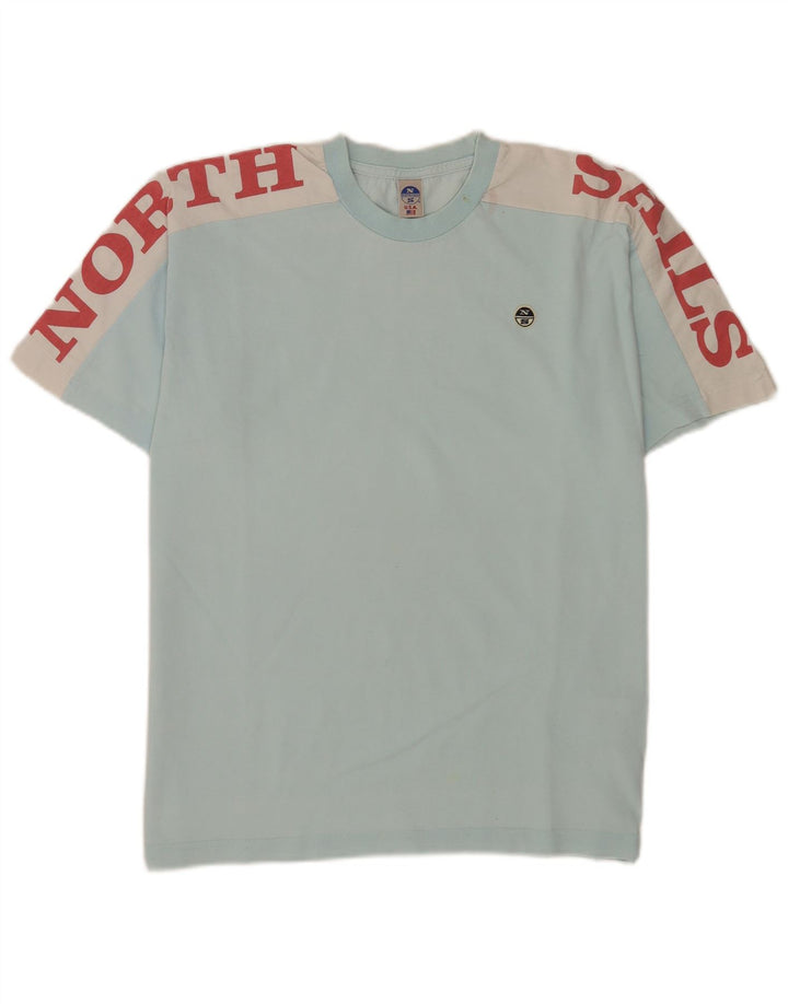 North Sails Herren Grafik-T-Shirt aus mittelblauer Colourblock-Baumwolle