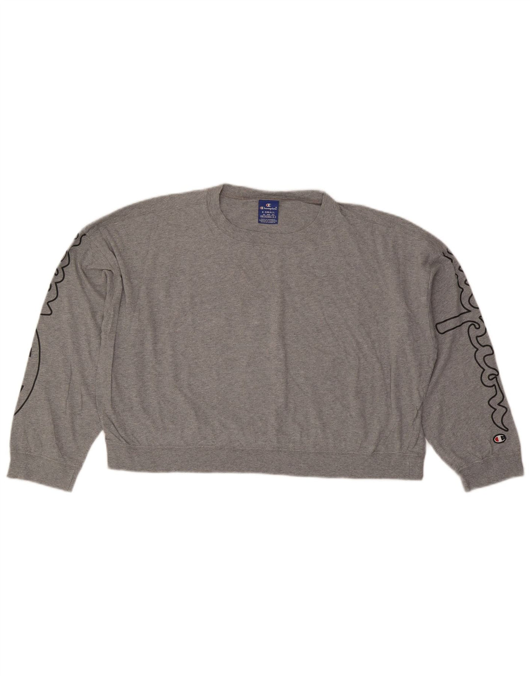 CHAMPION Womens Crop Graphic Oversized Sweatshirt Pullover UK 6 XS Grau