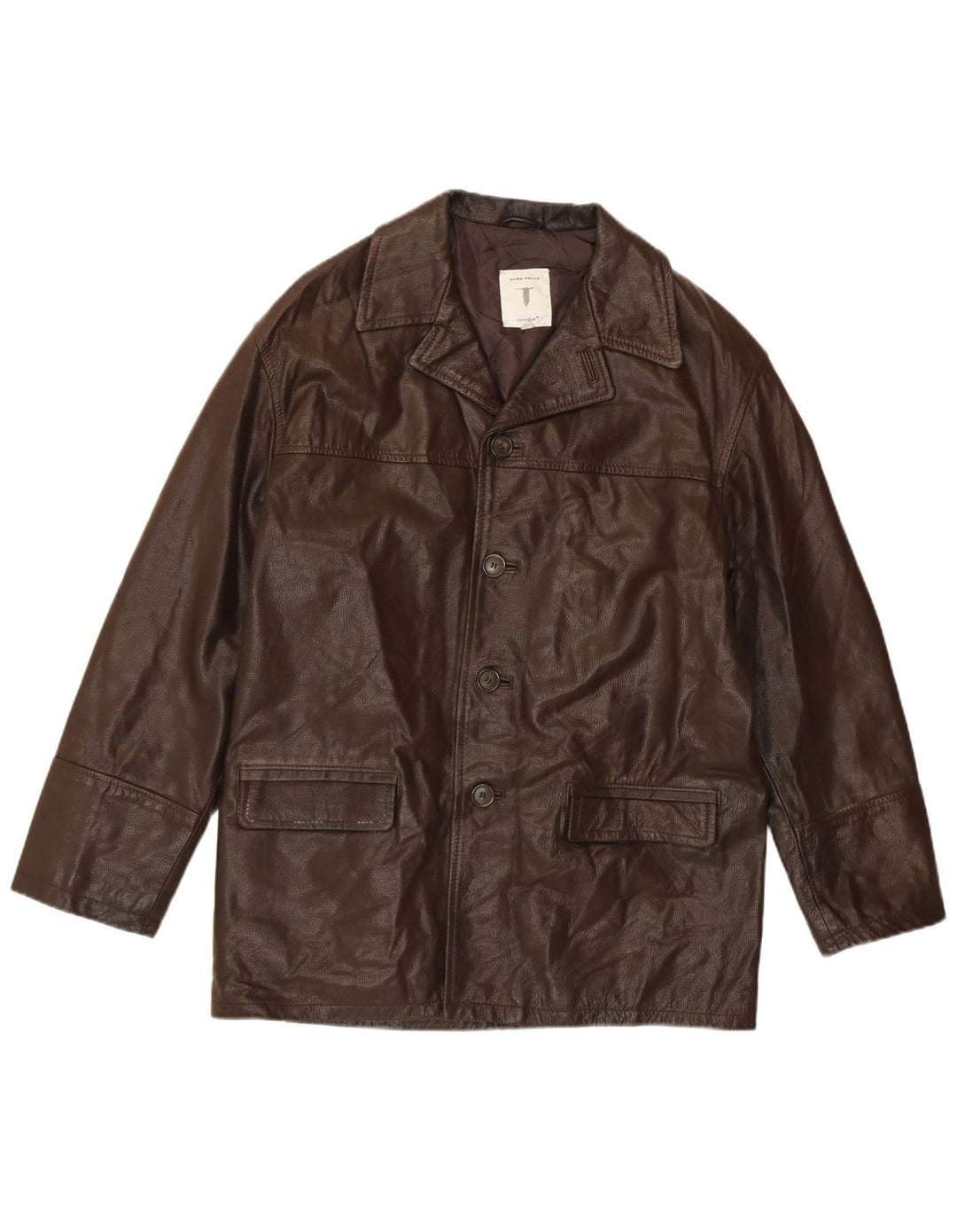 CONBIPEL Herren Lederjacke IT 46 Small Brown Leather Classic