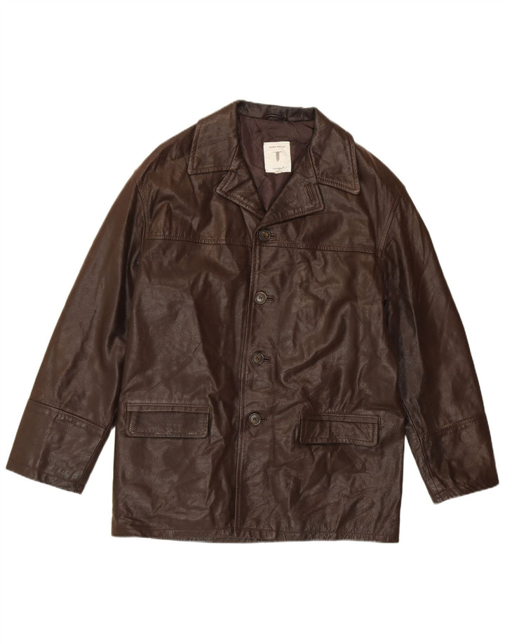 CONBIPEL Herren Lederjacke IT 46 Small Brown Leather Classic
