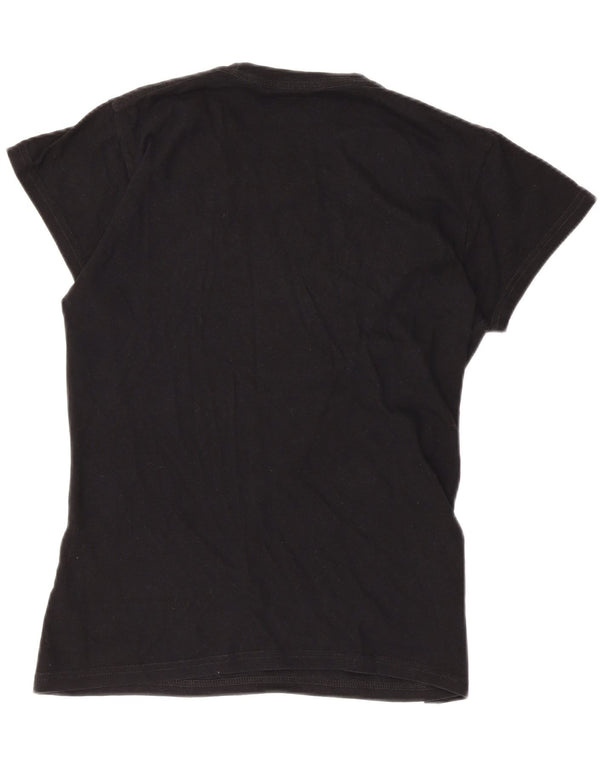 Hard Rock Cafe Damen Amsterdam Graphic T-Shirt Top UK 12 Medium Schwarz