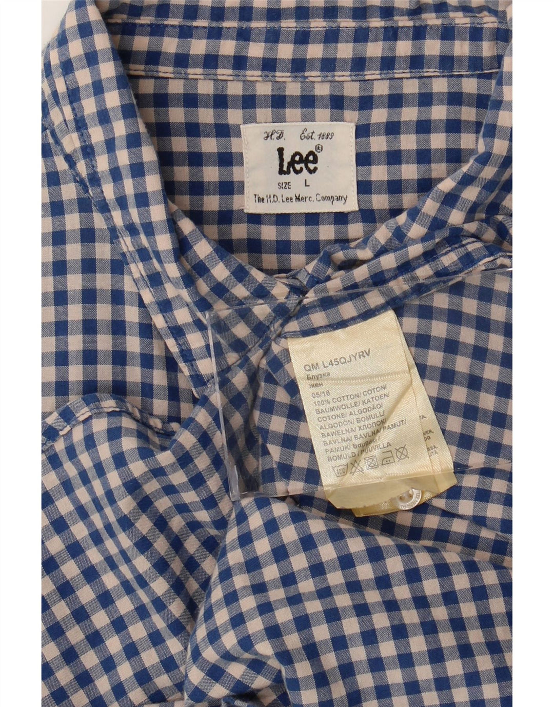 LEE Herrenhemd, großes, blaues Gingham-Baumwollhemd