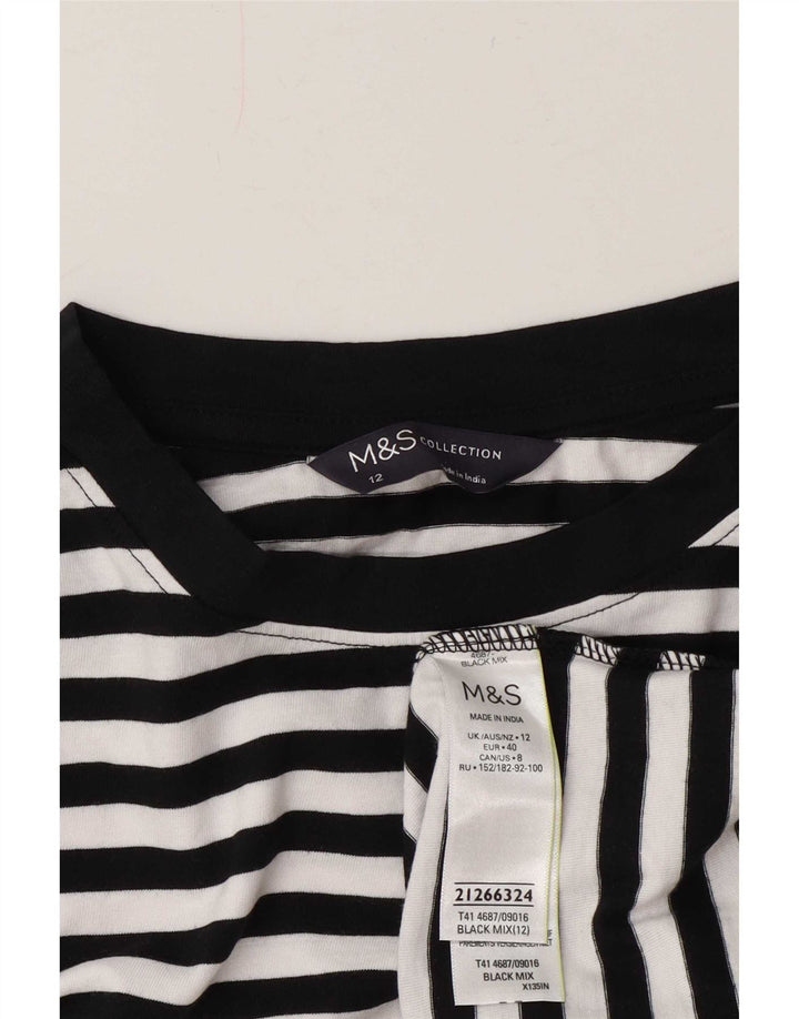 Marks & Spencer Damen Top Langarm UK 12 Mittelweiß gestreift nautisch