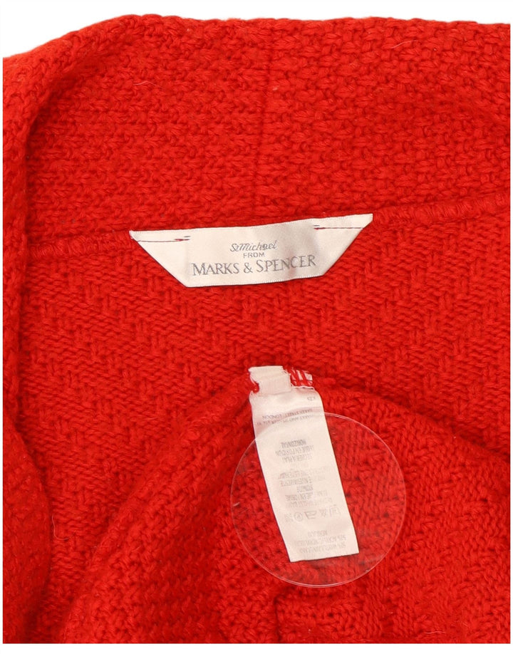 Marks & Spencer Damen Crop Open Cardigan Pullover UK 10 Small Rote Wolle
