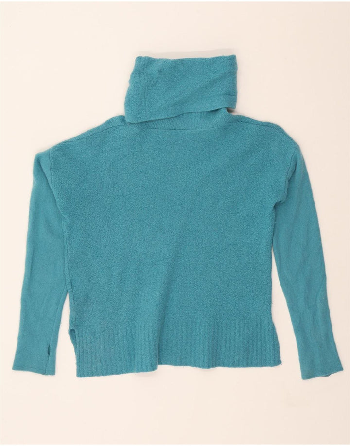 BENETTON Womens Oversized Roll Neck Jumper Sweater UK 6 XS Blue Wool Vintage Benetton and Second-Hand Benetton from Messina Hembry 