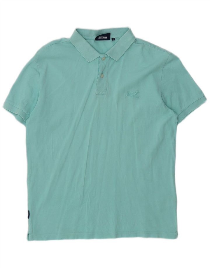 Superdry Herren-Poloshirt aus mittelblauer Baumwolle