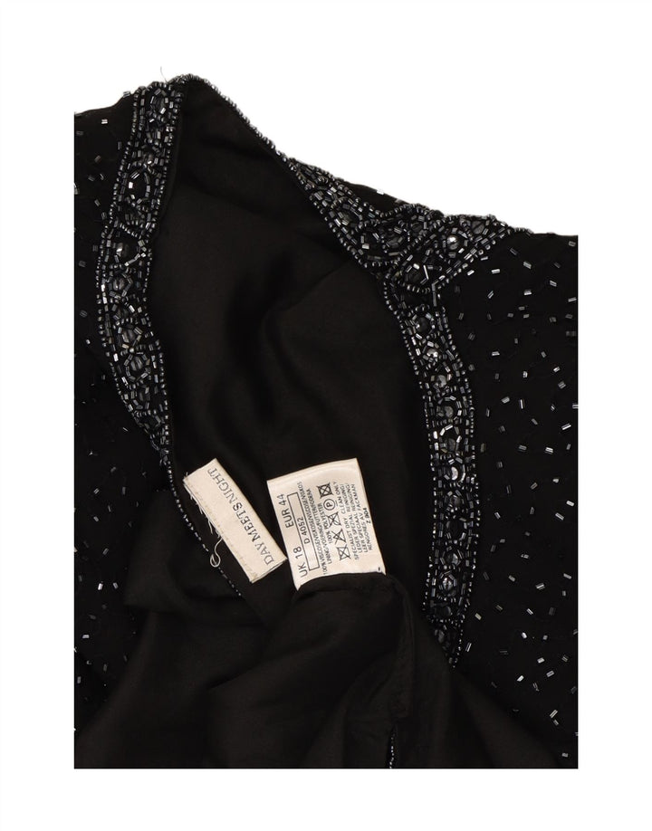 VINTAGE Womens Open Blazer Jacket UK 18 XL Black Polyester Vintage Vintage and Second-Hand Vintage from Messina Hembry 