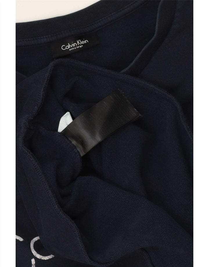 Calvin Klein Herren Grafik-Sweatshirt-Pullover XL aus marineblauer Baumwolle