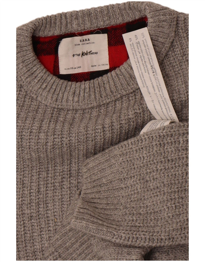 Zara Jungen-Pullover mit U-Boot-Ausschnitt, 9–10 Jahre, graues Polyester