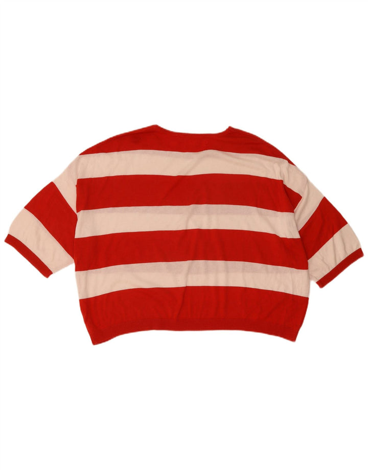 Zara Damen-Pullover, übergroß, bauchfrei, Rundhalsausschnitt, Gr. 14, Mittelrot