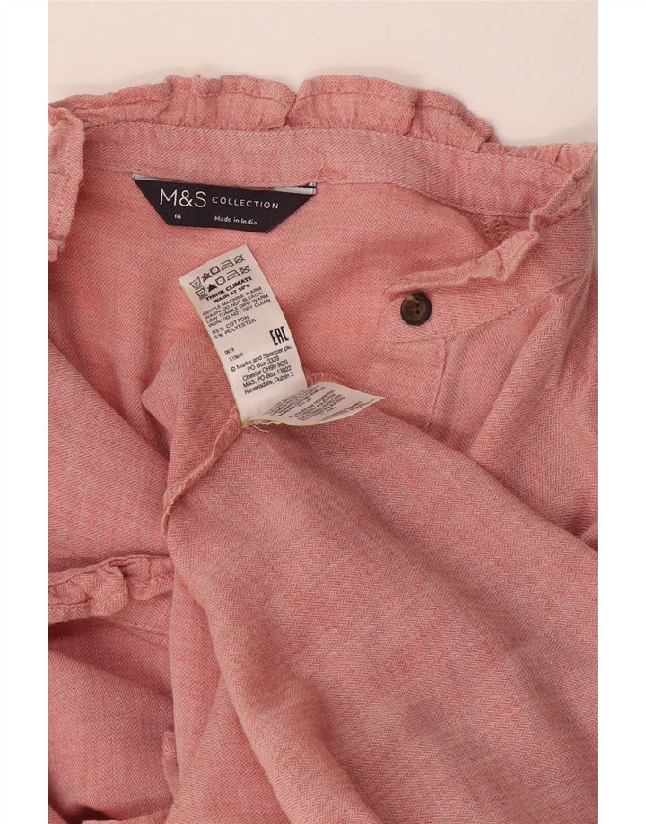 Marks & Spencer Damen-Pulloverhemd mit Rüschen vorne, Gr. 16, Rosa