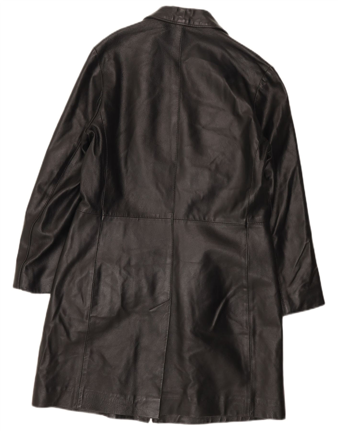 VINTAGE Damen Ledermantel IT 46 Großes schwarzes Leder