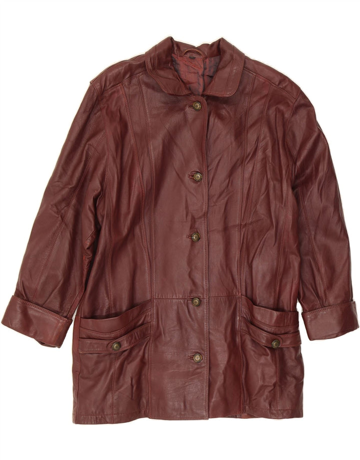 VINTAGE Womens Leather Coat EU 40 Medium Burgundy Lambskin Vintage Vintage and Second-Hand Vintage from Messina Hembry 