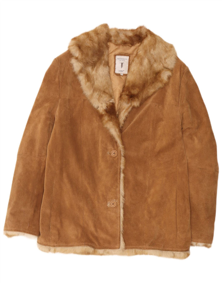 Conbipel Damen Free Heron Wildlederjacke IT 46 Large Beige Leder