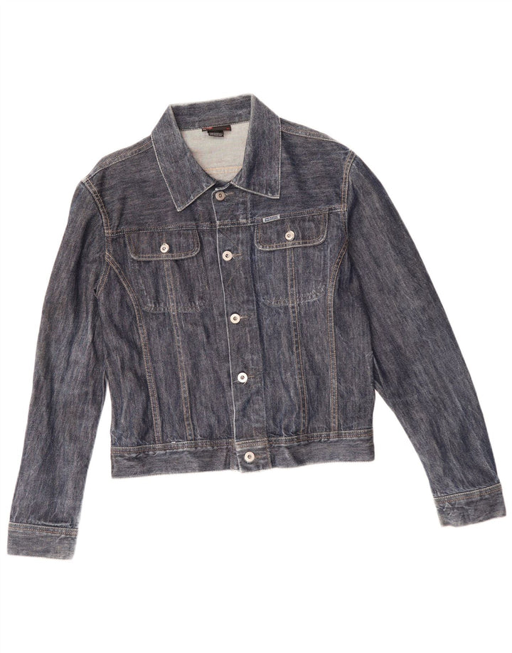 DIESEL Damen Jeansjacke UK 14 Mittelblaue Baumwolle
