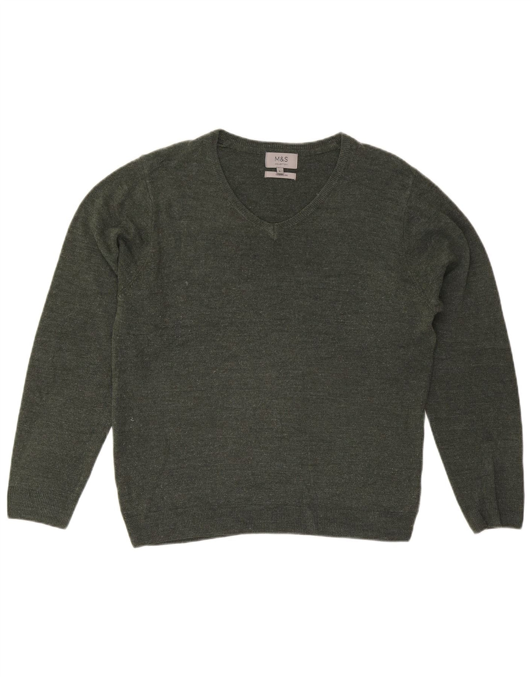 Marks & Spencer Herren-Pullover mit V-Ausschnitt, Größe L, Grün