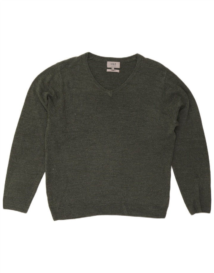 Marks & Spencer Herren-Pullover mit V-Ausschnitt, Größe L, Grün