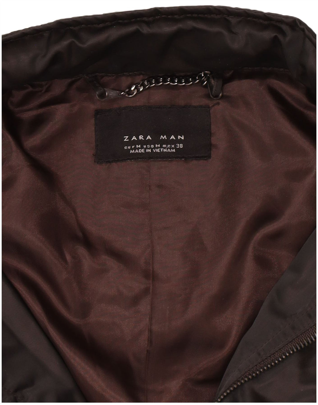 Zara Herren-Utility-Jacke mit Kapuze, UK 38, Mittelbraun