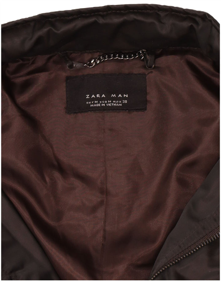 Zara Herren-Utility-Jacke mit Kapuze, UK 38, Mittelbraun