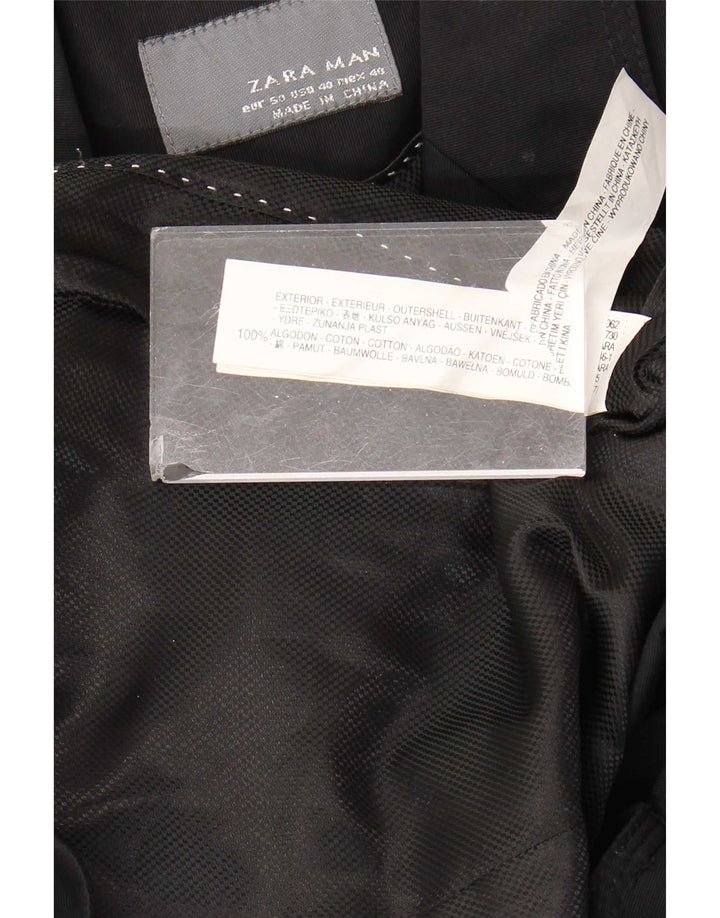 Zara Herren-Blazer mit 2 Knöpfen, EU 50, mittelschwarze Baumwolle