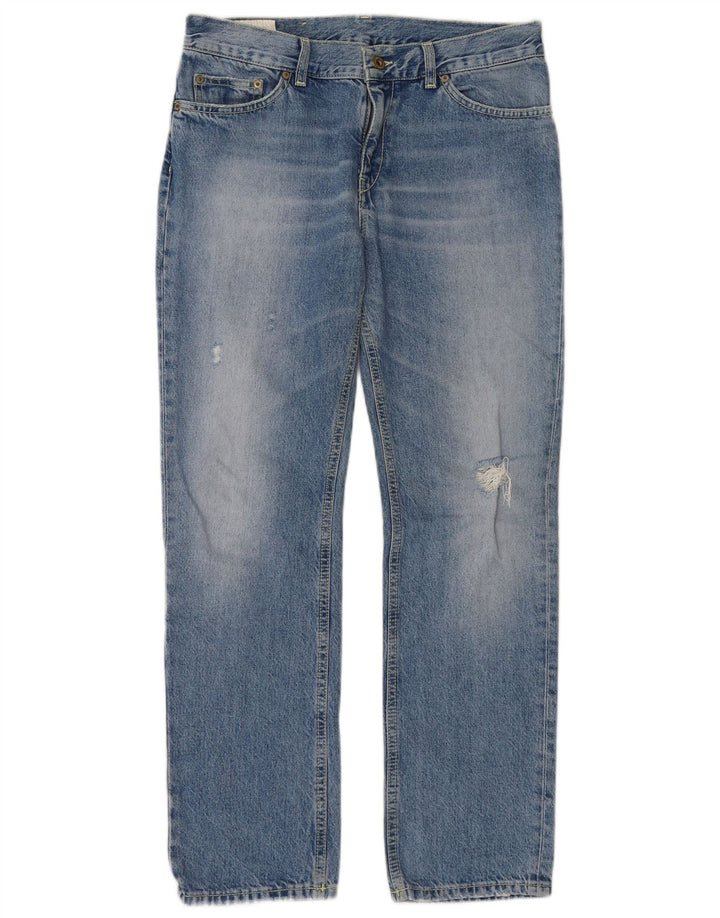 Dondup Damen Distressed Straight Jeans W27 L28 Blaue Baumwolle