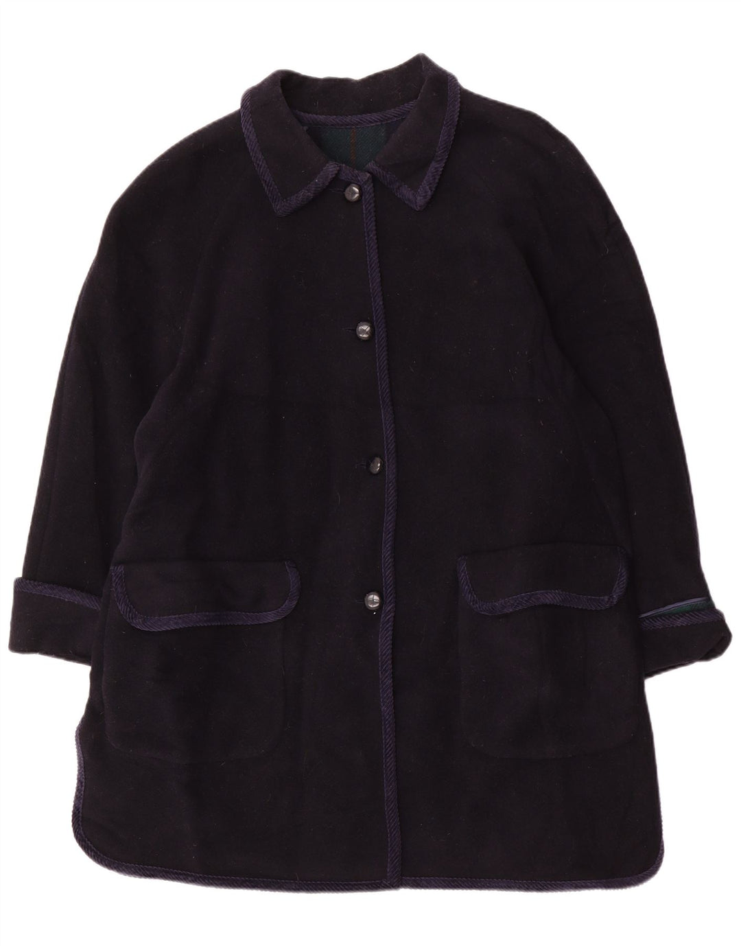 Vintage Damen Mantel UK 20 2XL Marineblaue Wolle