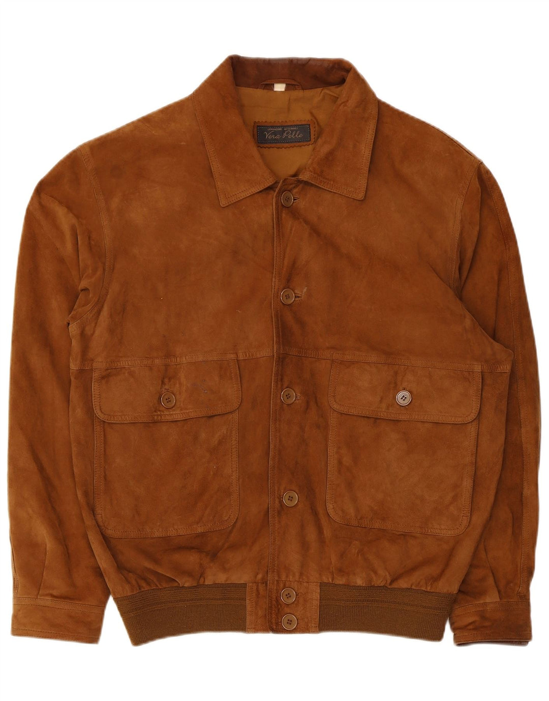 Vintage Herren Wildleder Bomberjacke IT 50 Großes braunes Leder