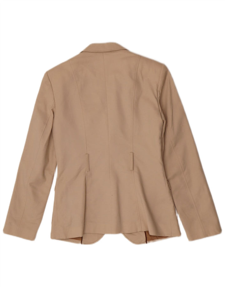 Zara Damen-Blazer mit 2 Knöpfen, UK 14, mittelbeige Baumwolle