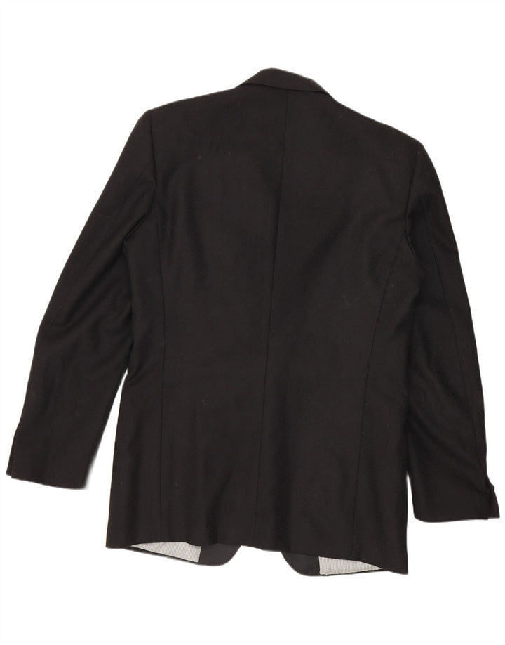 Vintage Herren 1 Knopf Blazer Jacke IT 48 Mittelschwarze Schurwolle