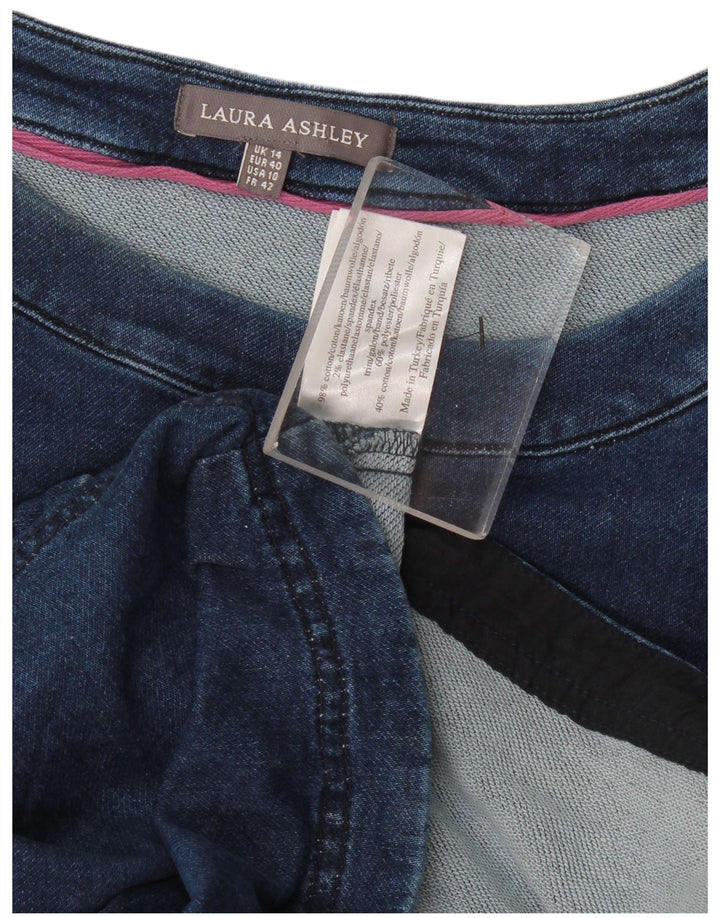 Laura Ashley Damen-Basic-Kleid mit 3/4-Ärmeln, UK-Größe 44, Größe L, Blau, Baumwolle