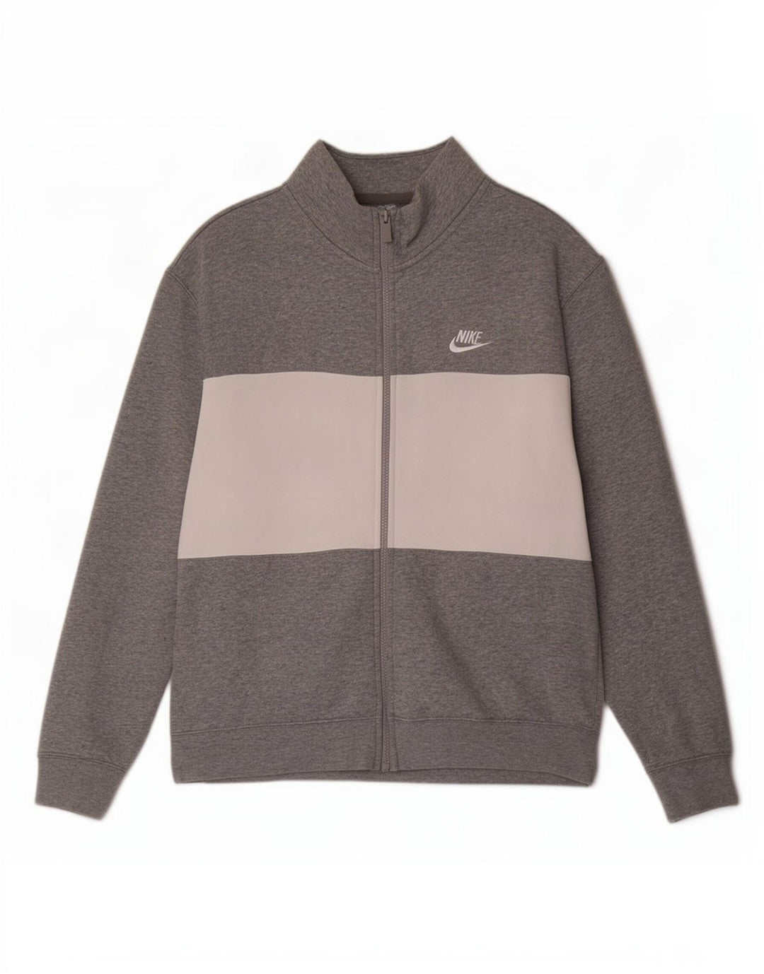 Nike Herren-Trainingsanzugoberjacke aus mittelgrauer Colourblock-Baumwolle