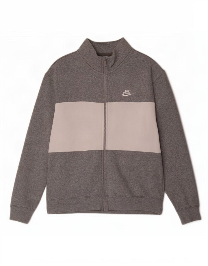Nike Herren-Trainingsanzugoberjacke aus mittelgrauer Colourblock-Baumwolle