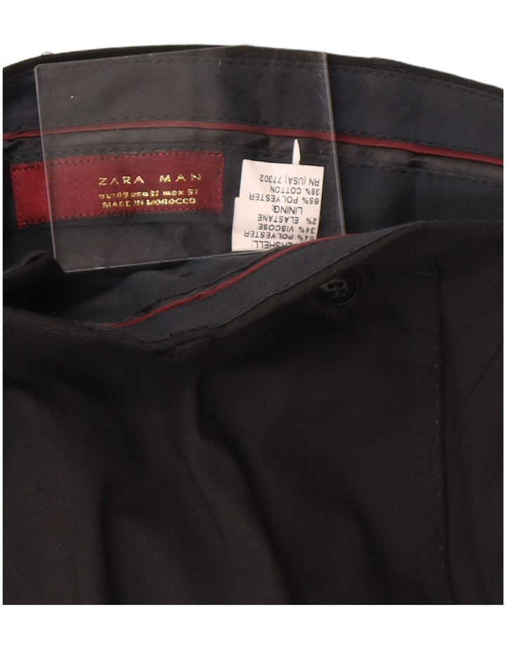 ZARA Herren-Anzughose, gerade, EU 40, Größe M, W31, L32, Schwarz, Polyester