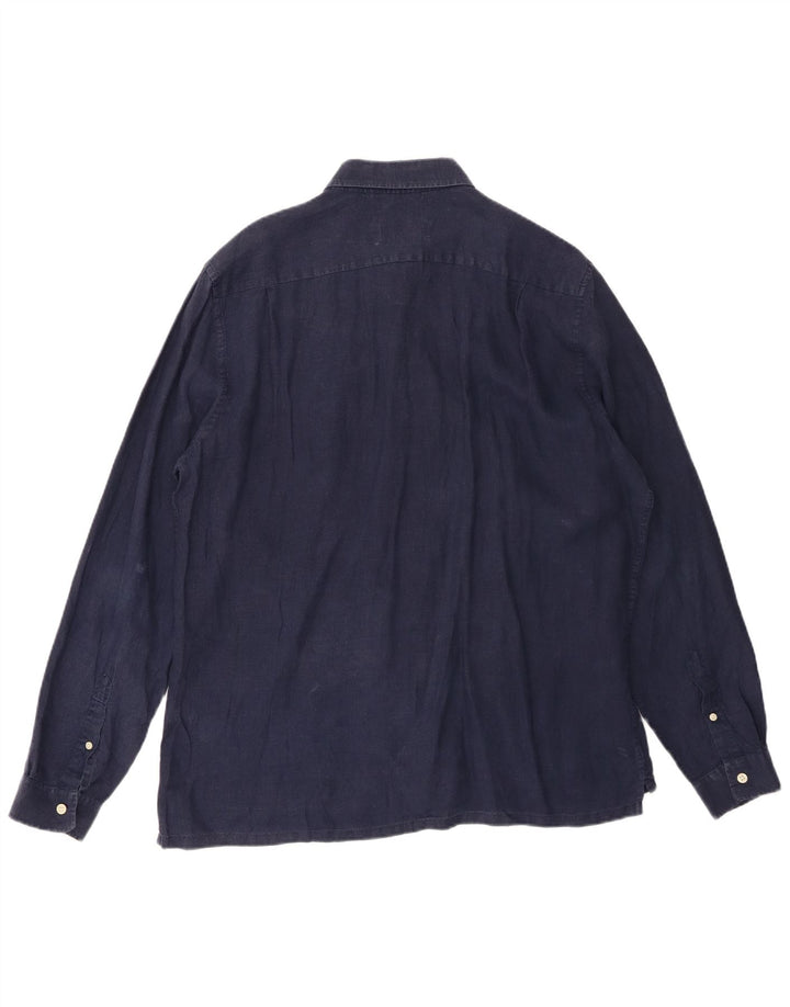 LACOSTE Herren-Hemd mit normaler Passform, Größe 43, großes marineblaues Leinen