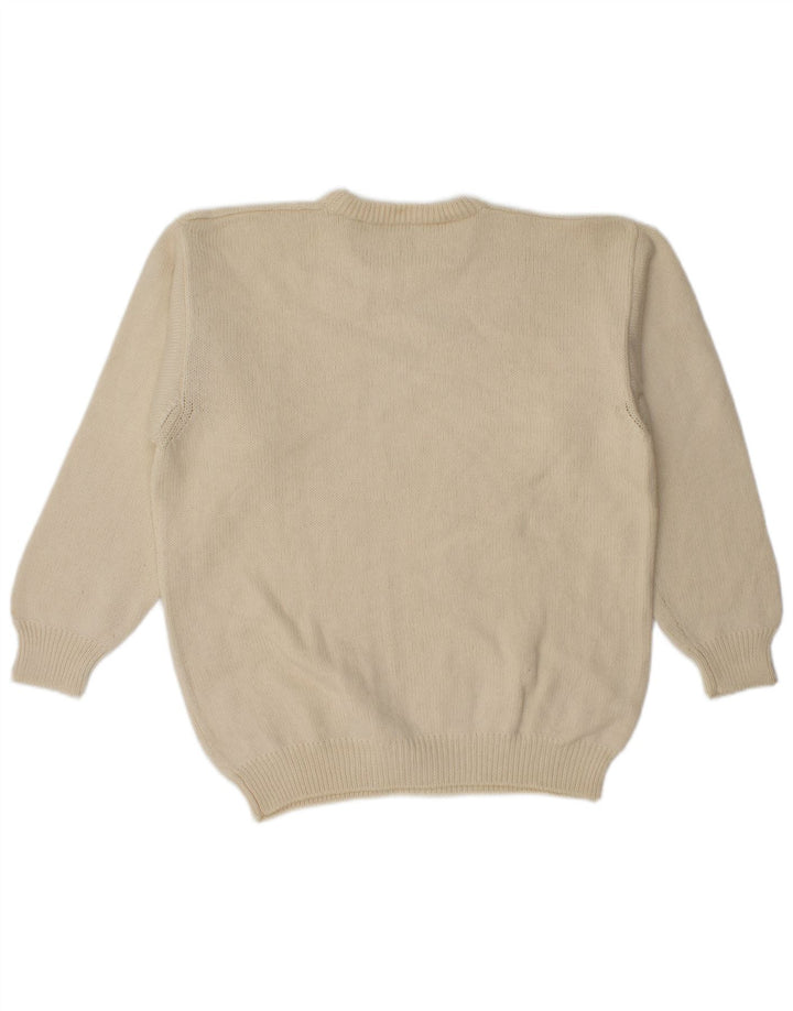 Pollini Herren-Pullover mit Rundhalsausschnitt, IT 52, große beige Wolle
