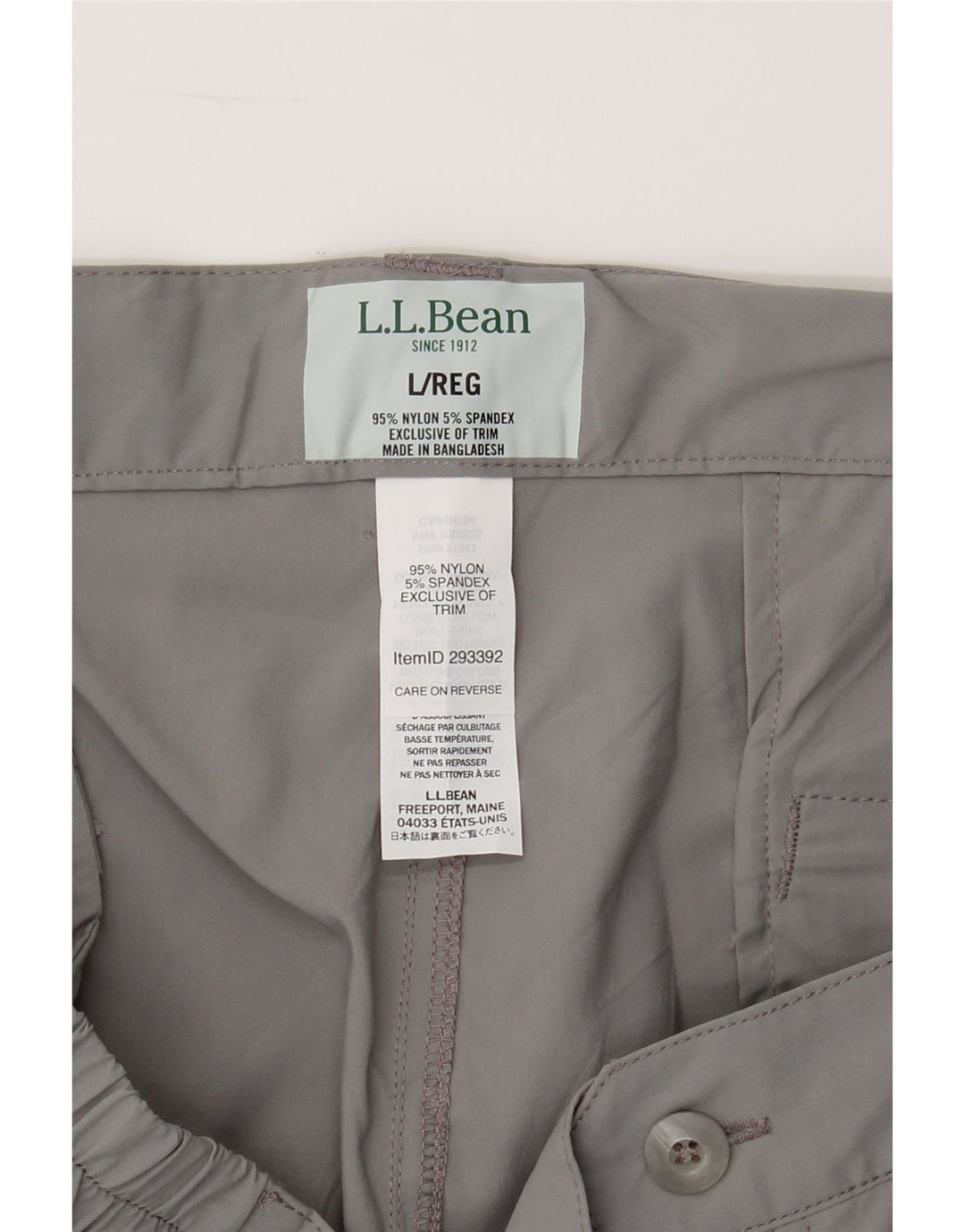 L.L.BEAN Mens Straight Cargo Trousers Large W34 L31 Grey Nylon Vintage L.L.Bean and Second-Hand L.L.Bean from Messina Hembry 