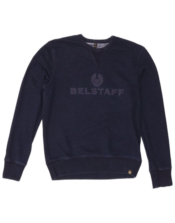 Belstaff Herren-Sweatshirt mit Grafik, Größe S, marineblaue Baumwolle