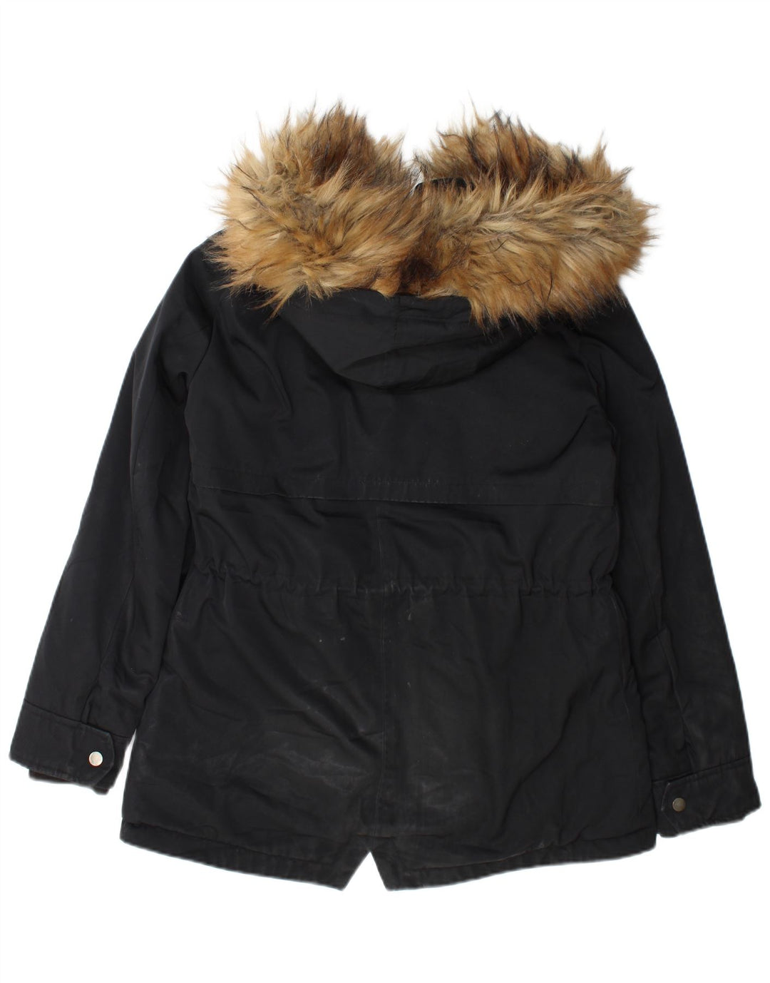 Zara Damen-Parka mit Kapuze, UK 14, Mittelschwarz, Polyester