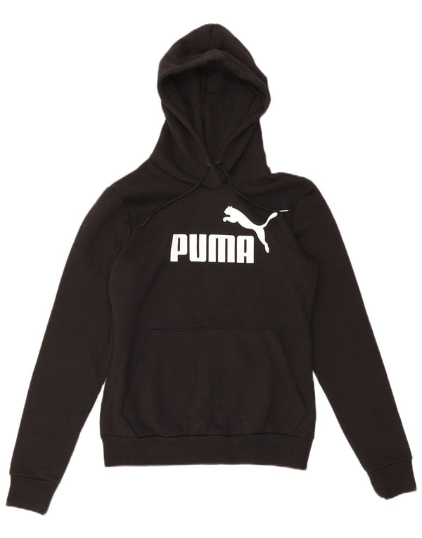 Puma Womens Graphic Hoodie Pullover UK 10 Small Schwarz Baumwolle