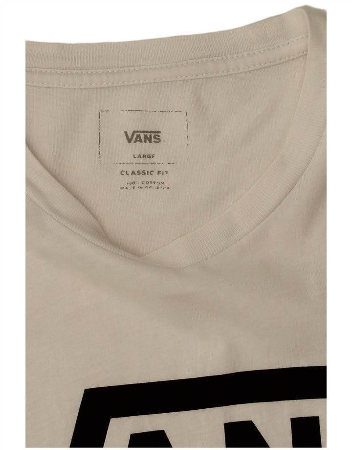 Vans Herren-T-Shirt mit klassischer Passform, Grafik, Größe L, aus weißer Baumwolle