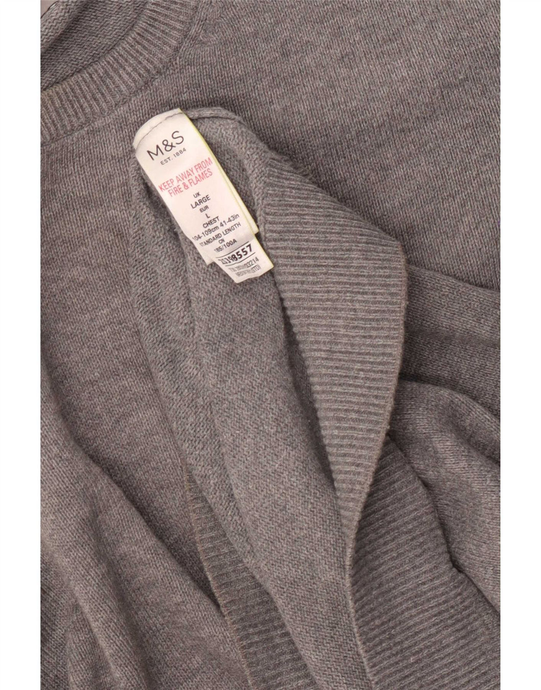 Marks & Spencer Herren-Pullover mit U-Boot-Ausschnitt, groß, aus grauer Baumwolle