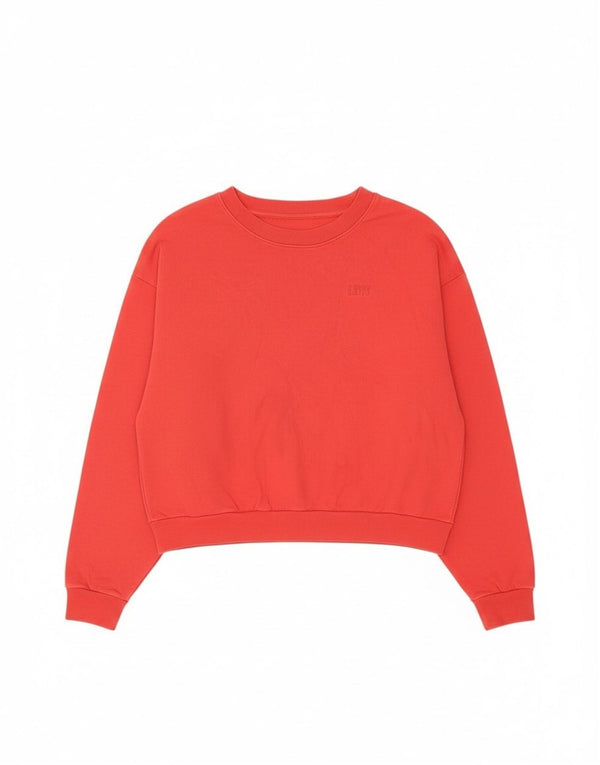 Levi's Damen Crop Oversized Sweatshirt Pullover UK 10 Small Rote Baumwolle