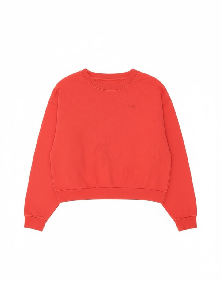 Levi's Damen Crop Oversized Sweatshirt Pullover UK 10 Small Rote Baumwolle