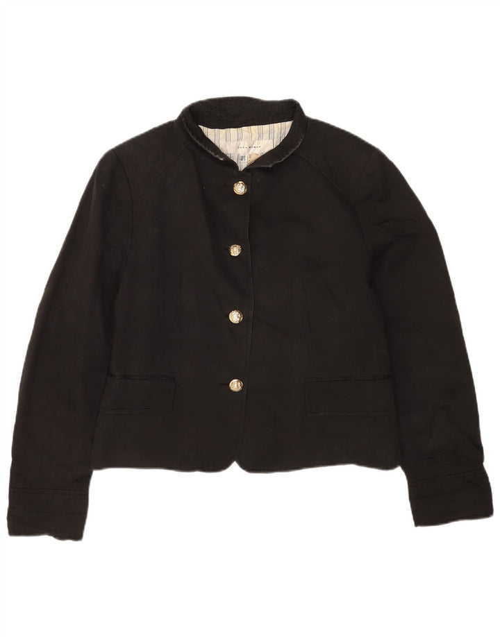 Zara Damen Crop Bomberjacke UK 18 XL Schwarz Baumwolle