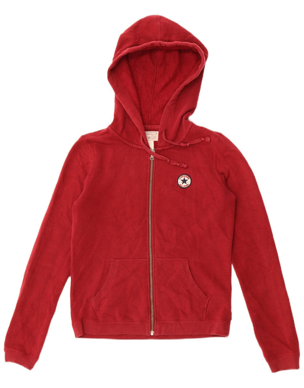Converse Damen Chuck Taylor Zip Hoodie Pullover UK 10 Small Maroon Baumwolle